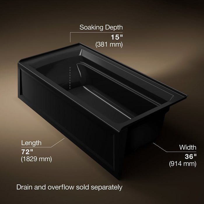 Black Black - 3/4 view of product with dimensions