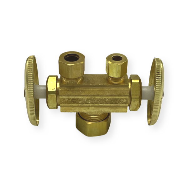 Wal-rich Corporation W4220604 1/4" OD x 3/8" OD x 5/8" OD Dual Shutoff Stop (Lead-Free)