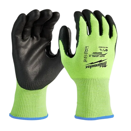 Milwaukee 48-73-8922 High Visibility Cut Level 2 Polyurethane Dipped Gloves - Large