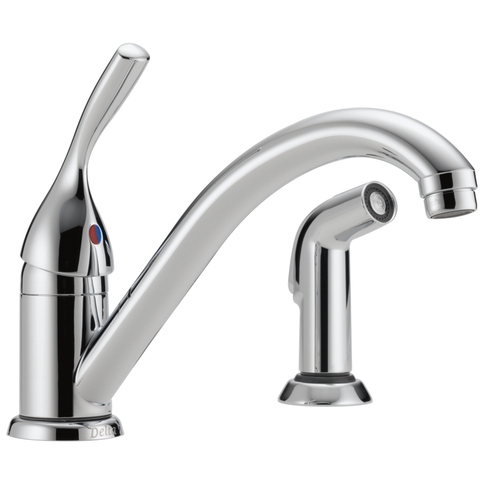 Delta 134 / 100 / 300 / 400 Series 175 Single Handle Kitchen Faucet with Spray - Chrome