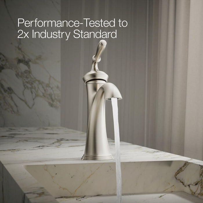 Vibrant Brushed Nickel - Shows close up detail of product in use in room