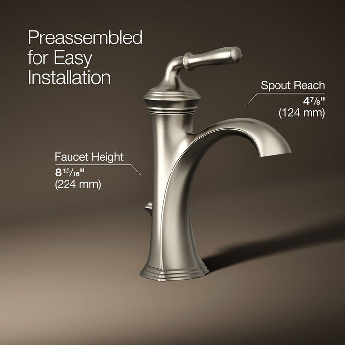 Vibrant Brushed Nickel - 3/4 view of product with dimensions