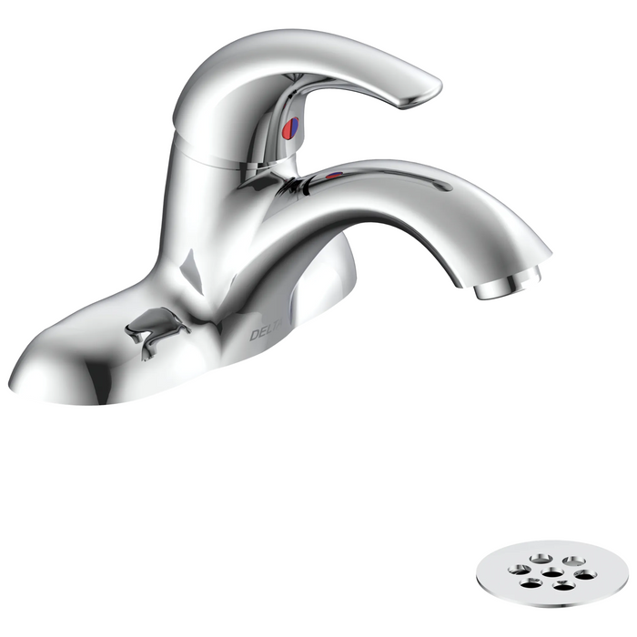 Commercial 22C 22C451 Single Handle Centerset Bathroom Faucet with Grid Strainer - Chrome
