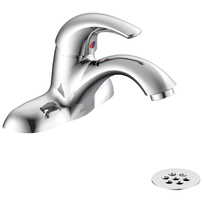 Commercial 22C 22C551 Single Handle Centerset Bathroom Faucet with Offset Grid Strainer - Chrome