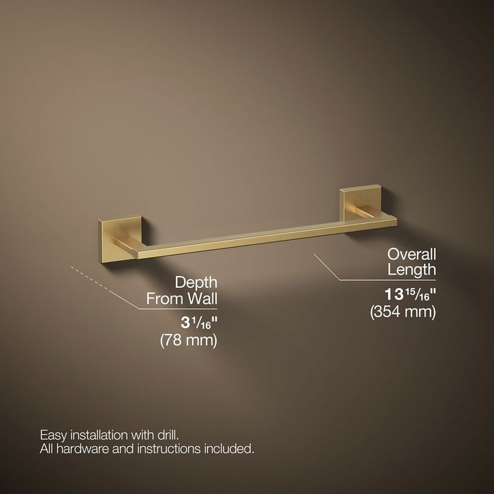 Vibrant Brushed Moderne Brass - 3/4 view of product with dimensions