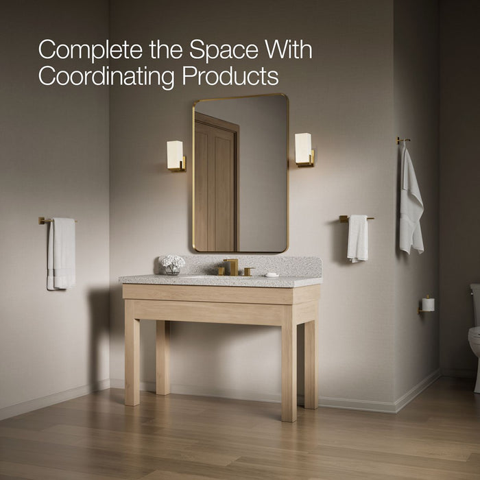 Vibrant Brushed Moderne Brass - Up to 2 walls & multiple product categories visible