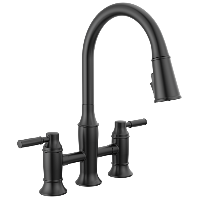 Delta Renaldi 2384L Two Handle Pull-Down Bridge Kitchen Faucet