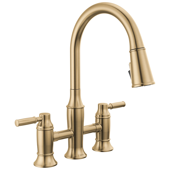 Delta Renaldi 2384L Two Handle Pull-Down Bridge Kitchen Faucet