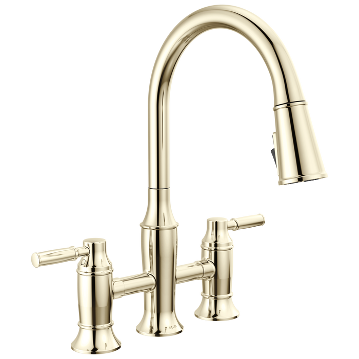 Delta Renaldi 2384L Two Handle Pull-Down Bridge Kitchen Faucet