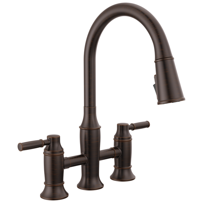 Delta Renaldi 2384L Two Handle Pull-Down Bridge Kitchen Faucet