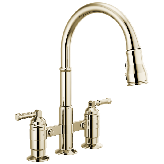 Delta Broderick 2390L Two Handle Pull-Down Bridge Kitchen Faucet