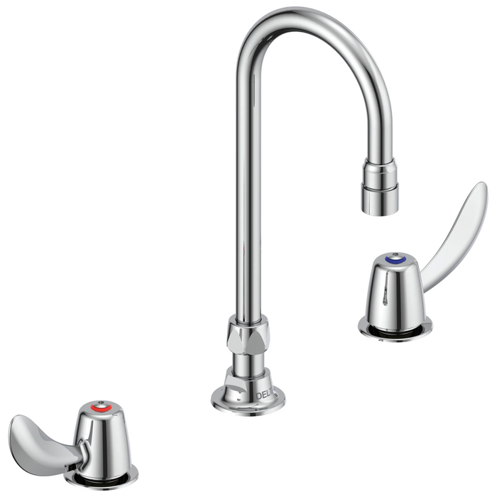 Two Handle Widespread Bathroom Faucet with Gooseneck Spout - Less Pop-Up