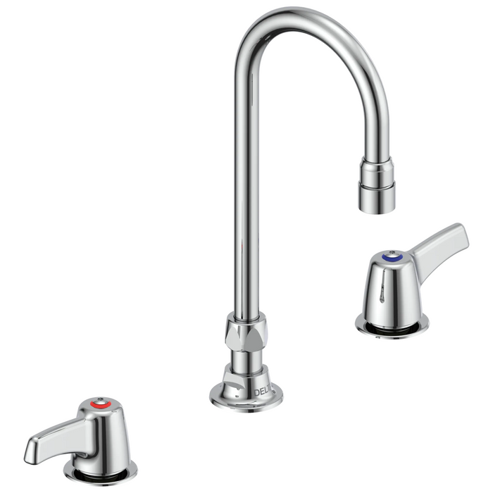 Two Handle Widespread Lavatory Faucet with Gooseneck Spout - Less Pop-Up