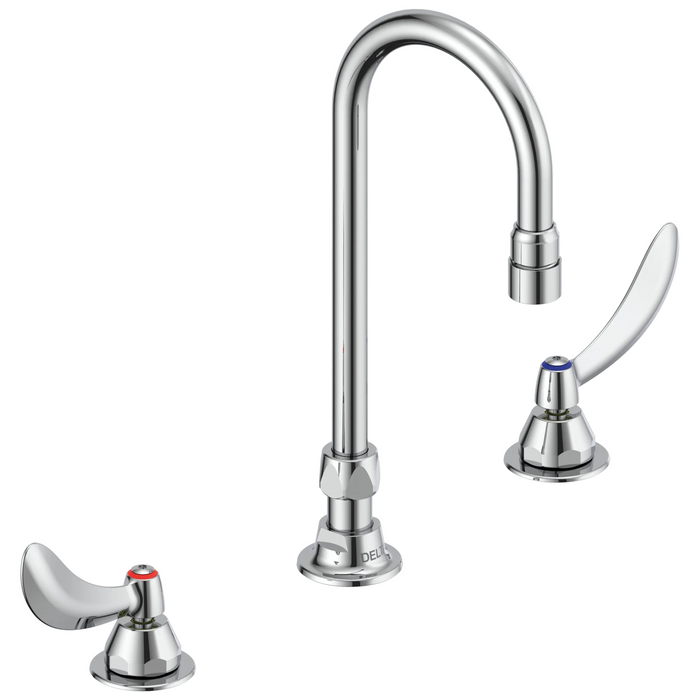 Two Handle Widespread Bathroom Faucet with Gooseneck Spout - Less Pop-Up
