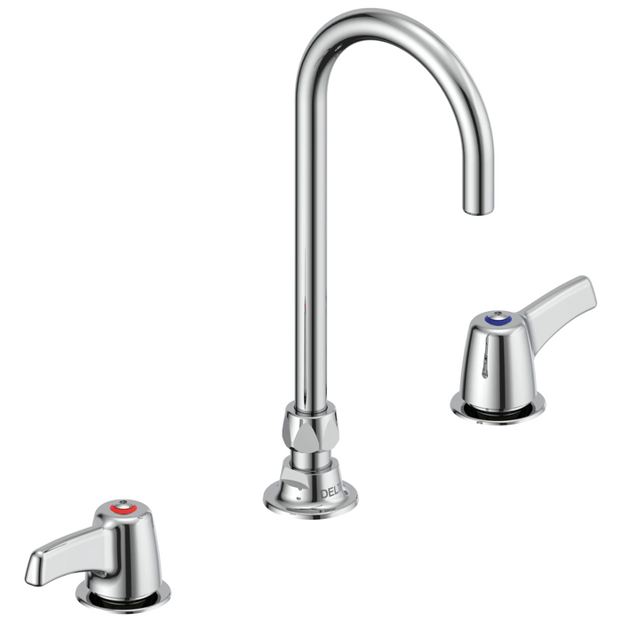 Two Handle Widespread Lavatory Faucet with Gooseneck Spout - Less Pop-Up