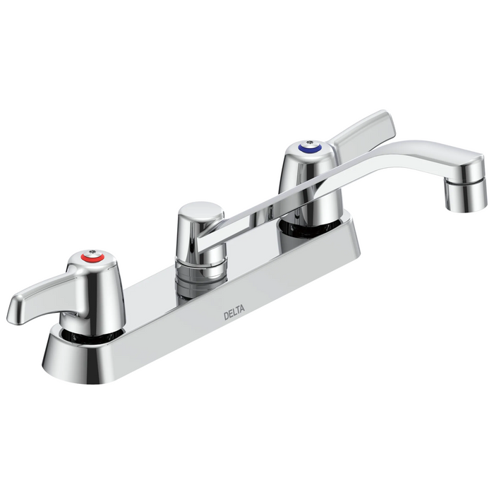 Commercial 26C3 26C3133 Two Handle 8 In Cast Deck-Mount Faucet - Chrome