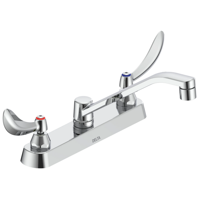 Commercial 26C3 26C3144 Two Handle 8 In Cast Deck-Mount Faucet - Chrome