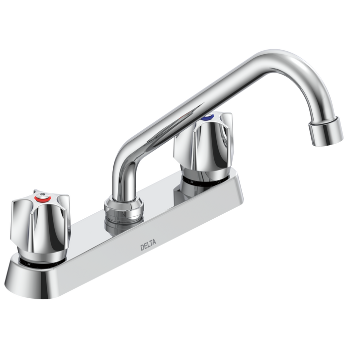 Commercial 26C3 26C3221 Two Handle 8 In Cast Deck-Mount Faucet - Chrome