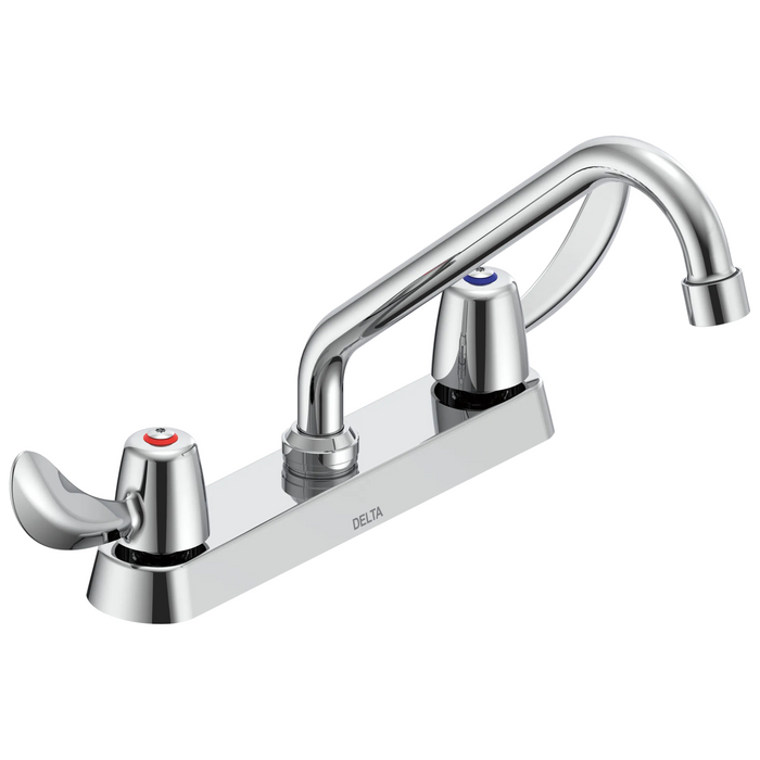 Commercial 26C3 26C3222 Two Handle 8 In Cast Deck-Mount Faucet - Chrome