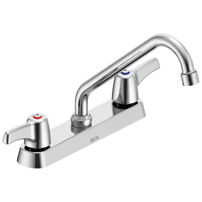 Commercial 26C3 26C3243 Two Handle 8 In Cast Deck-Mount Faucet - Chrome