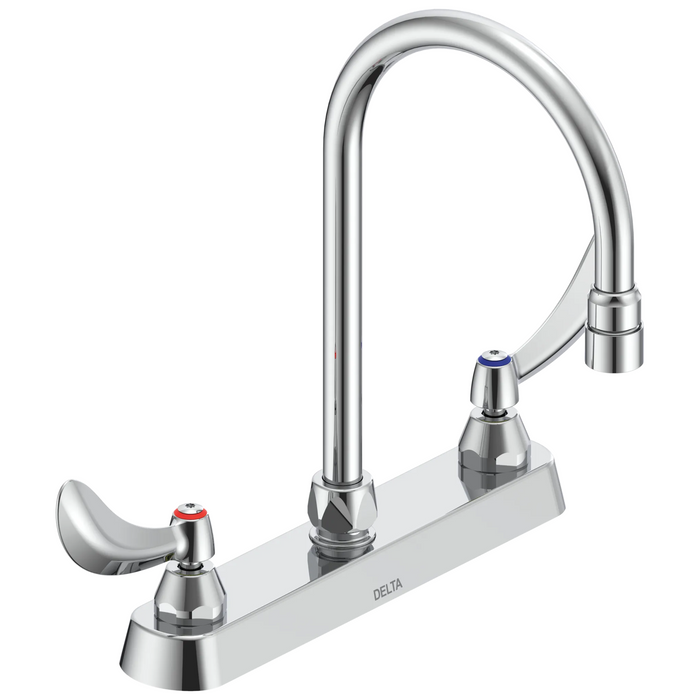 Commercial 26C3 26C3934 Two Handle 8 In Cast Deck-Mount Faucet - Chrome