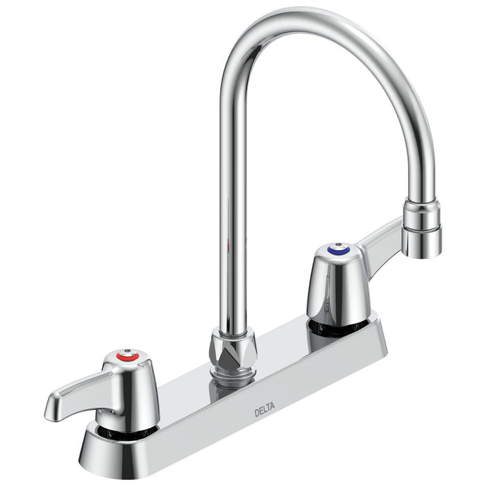 Commercial 26C3 26C3943 Two Handle 8 In Cast Deck-Mount Faucet - Chrome