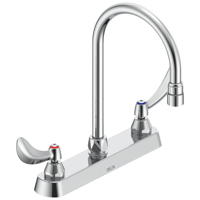 Commercial 26C3 26C3944 Two Handle 8 In Cast Deck-Mount Faucet - Chrome