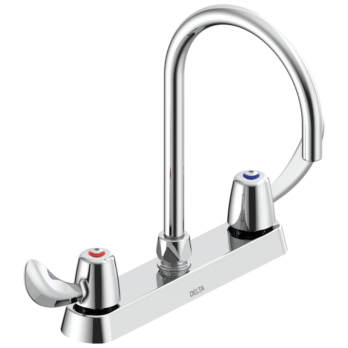 Commercial 26C3 26C3972 Two Handle 8 In Cast Deck-Mount Faucet - Chrome