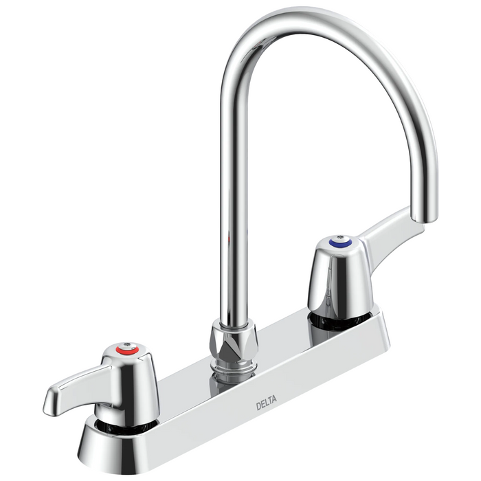 Commercial 26C3 26C3973 Two Handle 8 In Cast Deck-Mount Faucet - Chrome