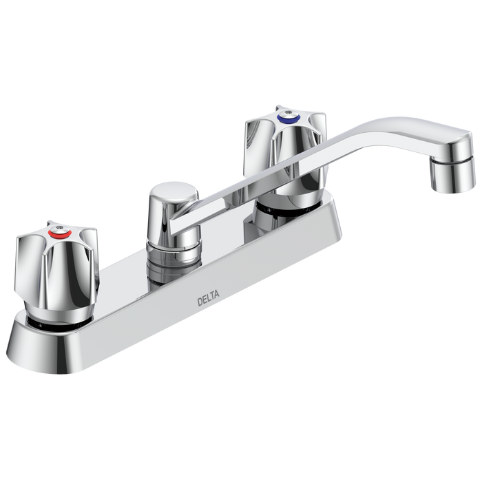 Two Handle 8 In Cast Deck-Mount Faucet