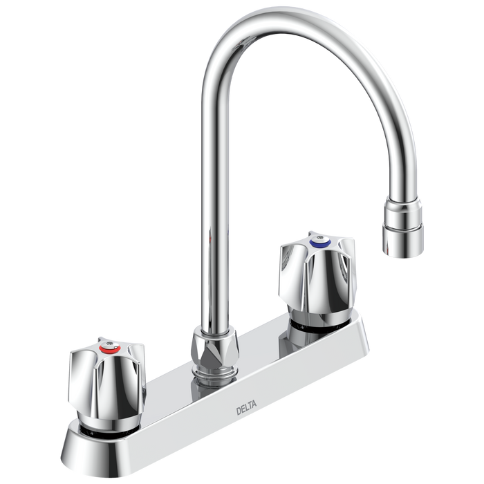Two Handle 8 In Cast Deck-Mount Faucet