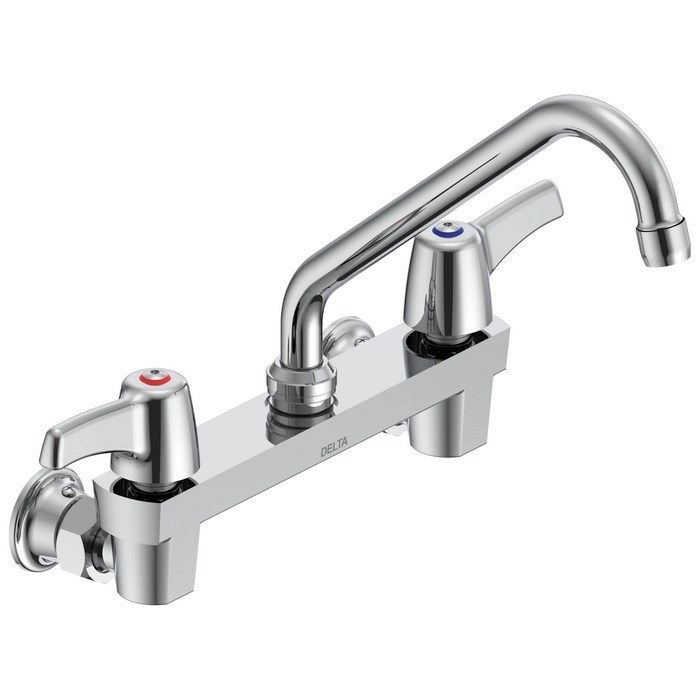 Commercial 28C / T9 28T4243 Two Handle 8 In Wallmount Service Sink Faucet with Tube Spout