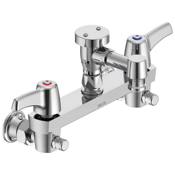 Commercial 28C / T9 28T8083 Two Handle 8 In Wallmount Service Sink Faucet - Chrome