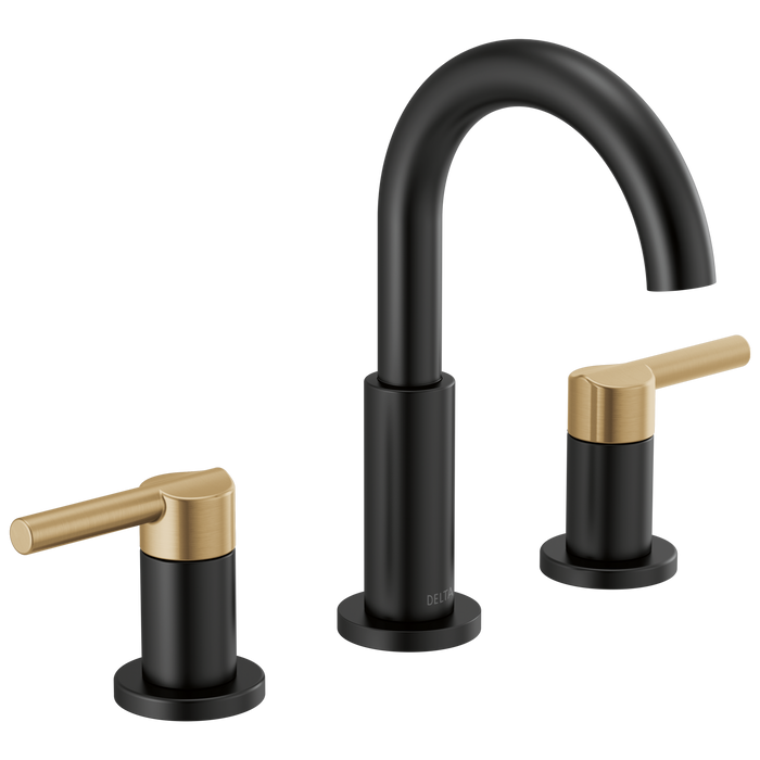 Delta Nicoli 35749LF Two Handle Widespread Bathroom Faucet - Matte Black / Champagne Bronze