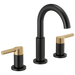 Delta Nicoli 35749LF Two Handle Widespread Bathroom Faucet - Matte Black / Champagne Bronze