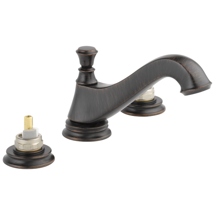Two Handle Widespread Bathroom Faucet - Low Arc Spout - Less Handles