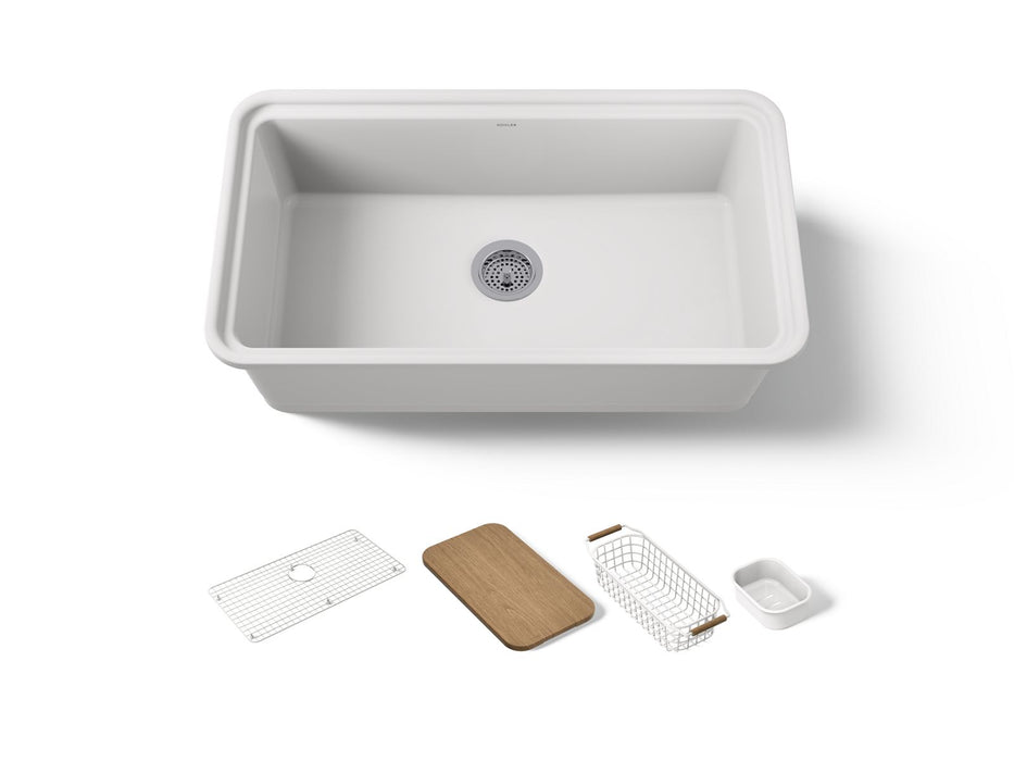 KOHLER K-36254-PC Audrine 33" undermount single-bowl workstation kitchen sink