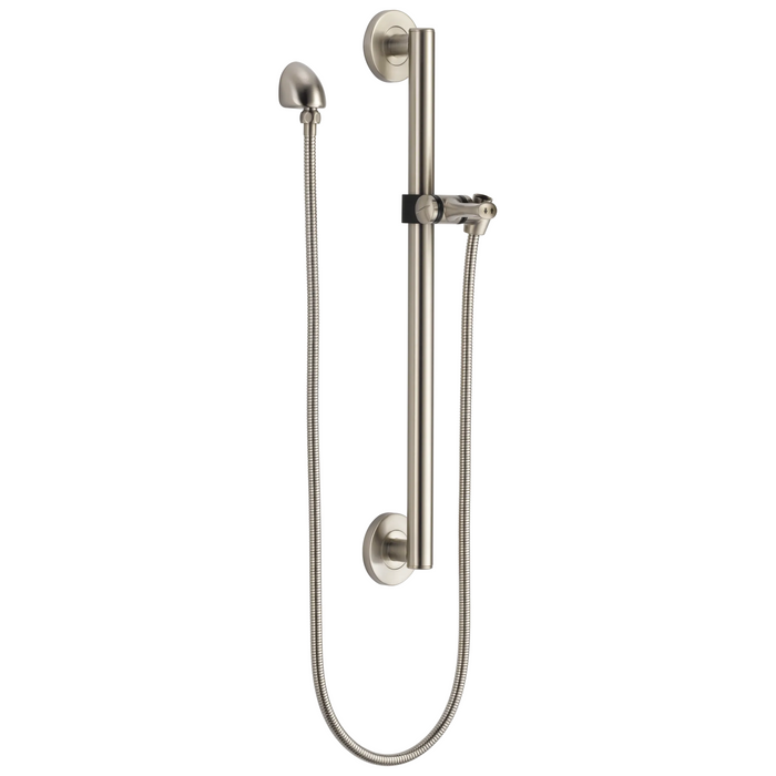 Delta Universal Showering Components 51600 Adjustable Slide Bar / Grab Bar Assembly with Elbow - Stainless