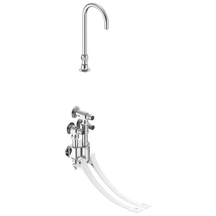Commercial 54T5 54T5337A Wallmount Double-Pedal Surgeon's Scrub-up with Gooseneck Spout - Chrome