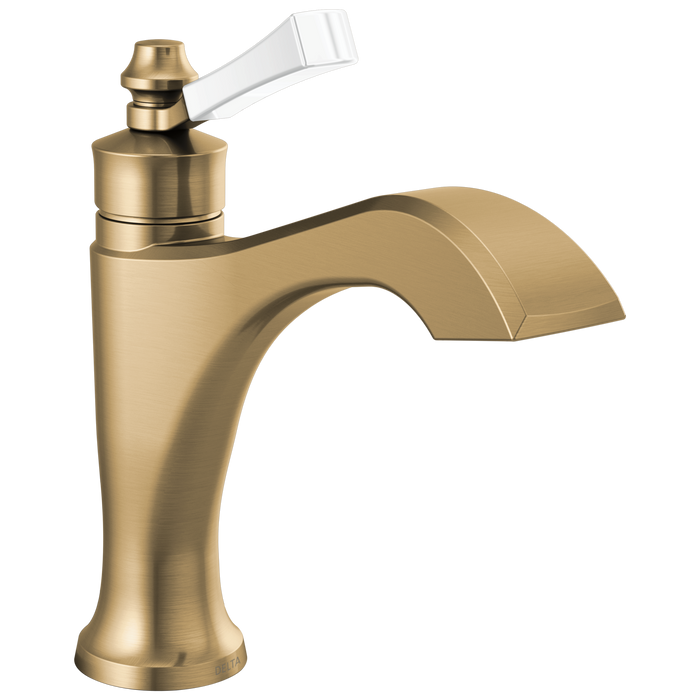 Delta Dorval 557-SSMPU Single Handle Bathroom Faucet - Champagne Bronze / Porcelain