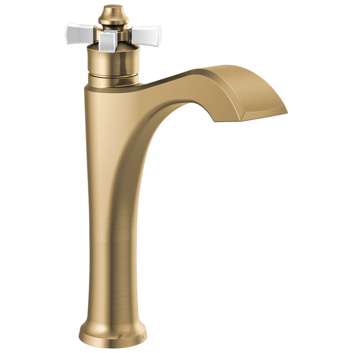 Delta Dorval 657 Single Handle Mid-Height Vessel Bathroom Faucet - Champagne Bronze / Porcelain