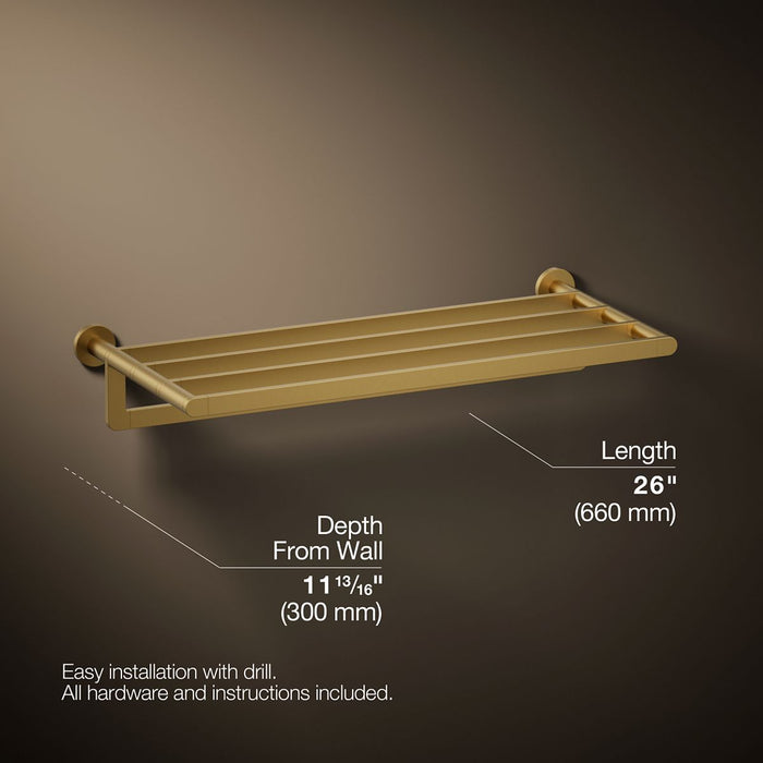Vibrant Brushed Moderne Brass - 3/4 view of product with dimensions