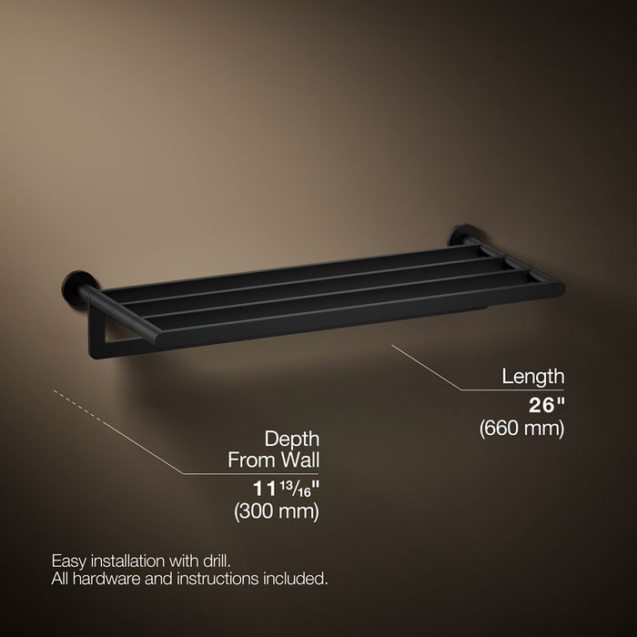 Matte Black - 3/4 view of product with dimensions