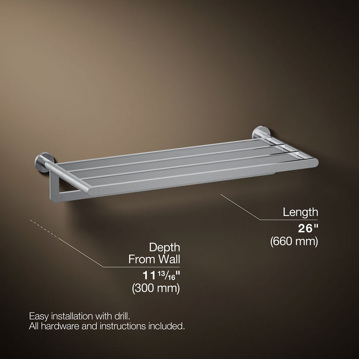 Polished Chrome - 3/4 view of product with dimensions