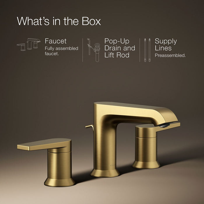 Vibrant Brushed Moderne Brass - Infographic of included pieces