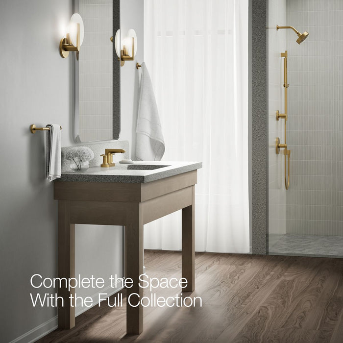 Vibrant Brushed Moderne Brass - Up to 2 walls & multiple product categories visible