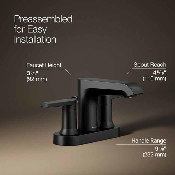 Matte Black - 3/4 view of product with dimensions