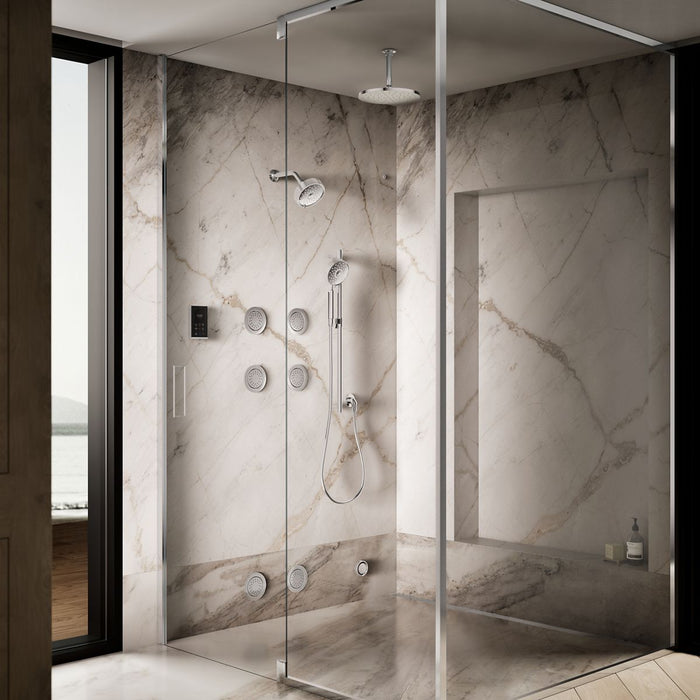 Polished Chrome - Up to 3 walls & multiple product categories visible, 2-point perspective