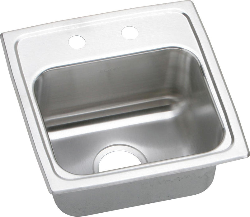 Elkay Lustertone Classic Stainless Steel 15" x 15" x 7-1/8" 2-Hole Single Bowl Drop-in Bar Sink w/Quick-clip and 3-1/2" Drain