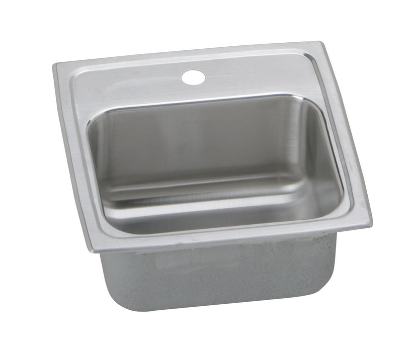 Elkay Lustertone Classic Stainless Steel 15" x 15" x 7-1/8" 1-Hole Single Bowl Drop-in Bar Sink with Quick-clip